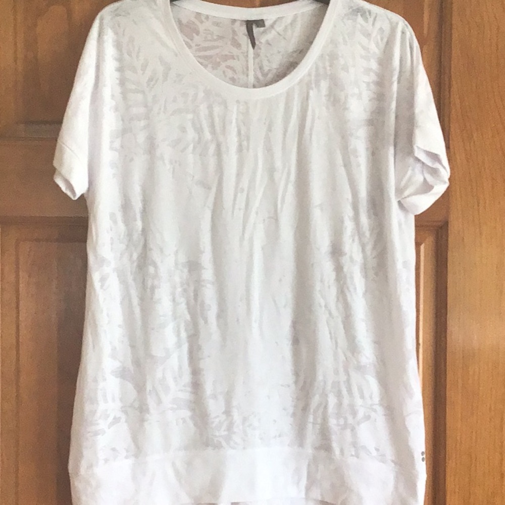 Sweaty Betty white workout shirt with floral print